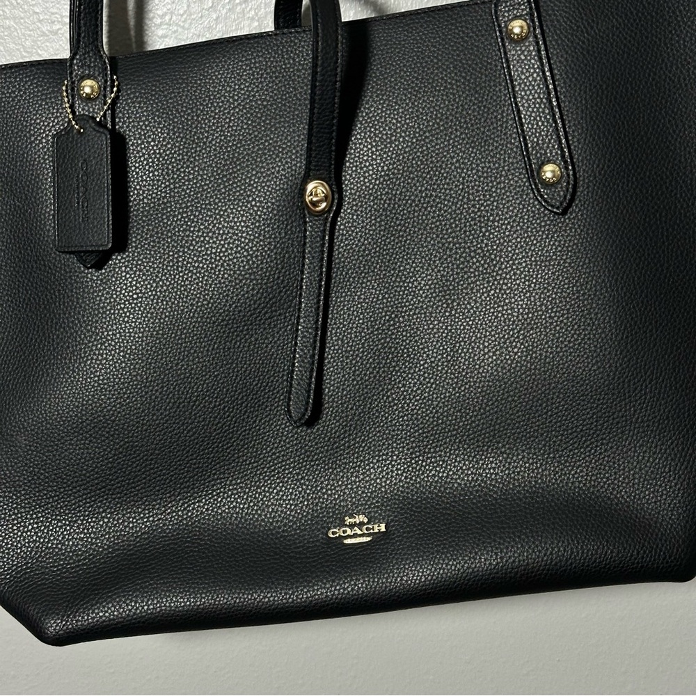 Coach Black Market Pebbled Tote Bag with Gold‎ Accents Large - Picture 3 of 11